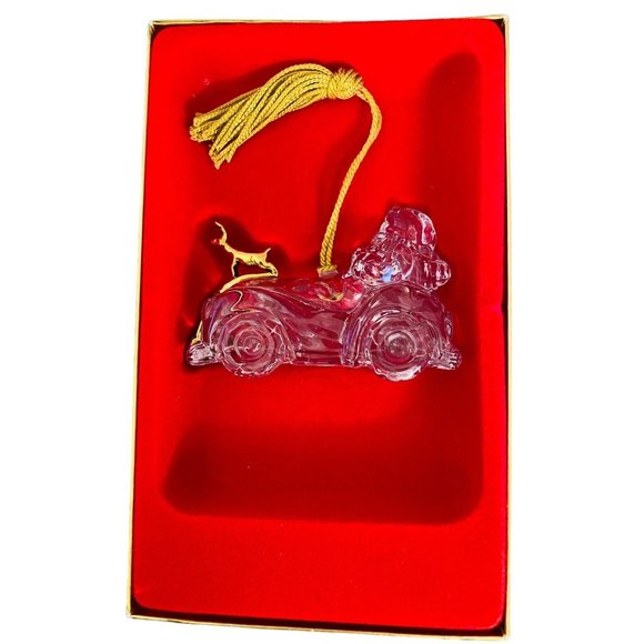 Gorham Santa’s Roadstar Full Lead Crystal Ornament Antique Gold - Picture 2 of 7